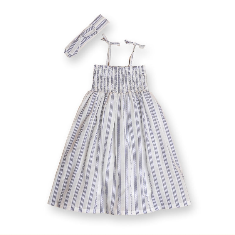 Striped Smocked Dress with Band