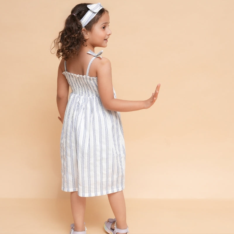 Striped Smocked Dress with Band