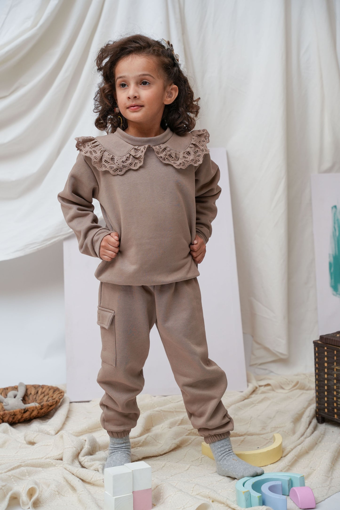 Peter Pan Collar Jogger Set